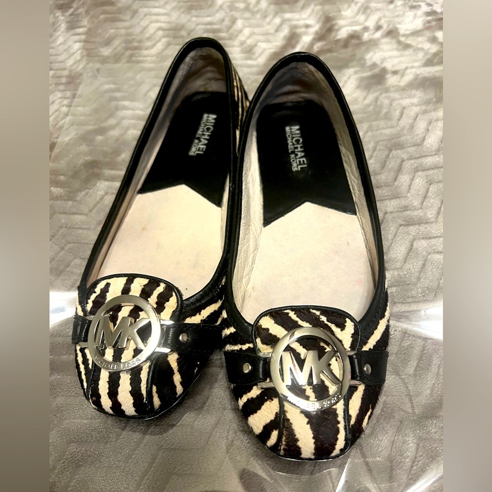 MWOB Michael Kors Fulton Haircalf Moccasin Animal Print Flats Size 7